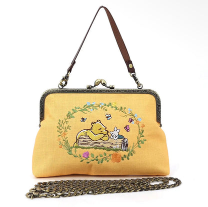 Pooh & Piglet Kisslock Bag in Linen